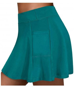 Nightgowns & Sleepshirts Women's Tennis Skirts Run Yoga Inner Shorts Elastic Sports Golf Pockets Hakama - Green - C519E7TE387