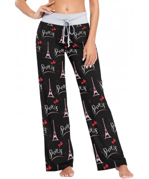 Bottoms Paris Letters Eiffer Tower Silhouette Women's Pajama Pants Lounge Sleep Wear - Multi - CD19D3L9E2T