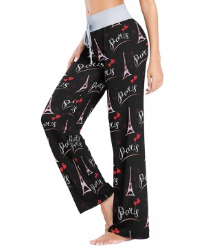 Bottoms Paris Letters Eiffer Tower Silhouette Women's Pajama Pants Lounge Sleep Wear - Multi - CD19D3L9E2T