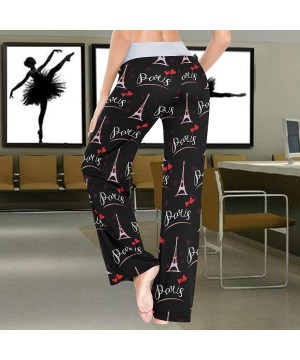 Bottoms Paris Letters Eiffer Tower Silhouette Women's Pajama Pants Lounge Sleep Wear - Multi - CD19D3L9E2T