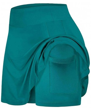 Nightgowns & Sleepshirts Women's Tennis Skirts Run Yoga Inner Shorts Elastic Sports Golf Pockets Hakama - Green - C519E7TE387