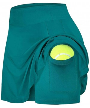 Nightgowns & Sleepshirts Women's Tennis Skirts Run Yoga Inner Shorts Elastic Sports Golf Pockets Hakama - Green - C519E7TE387