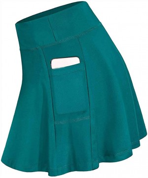 Nightgowns & Sleepshirts Women's Tennis Skirts Run Yoga Inner Shorts Elastic Sports Golf Pockets Hakama - Green - C519E7TE387