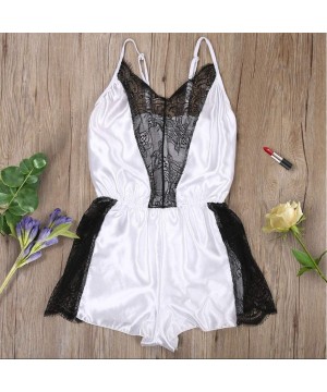 Sets Women's Camisole Lace Splicing Pajamas Summer Casual Solid Sleeveless Taste Suit - G White - CJ196S0ELSH