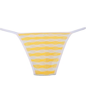 Briefs Men's Yarn Bikini Briefs Pouch Wavy Stripe Skimpy Brief Jacquard Gay Underwear Cheeky Briefs - Yellow - CJ12MQTN64B