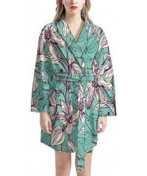 Robes Womens Bathrobe Short Long Sleeve Sleepwears Lounge Robes for Bridesmaid and Bride Knee-Length Pajama - Green - C5197RQ...