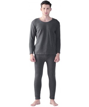 Thermal Underwear Mens Long Johns Thermal Set Plus Size Thermal Underwear - Grey - CO18Z274MMI