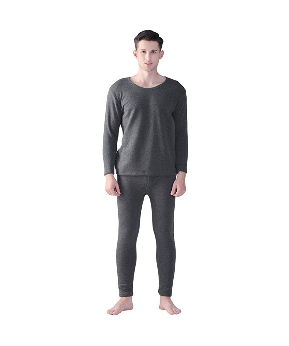 Thermal Underwear Mens Long Johns Thermal Set Plus Size Thermal Underwear - Grey - CO18Z274MMI