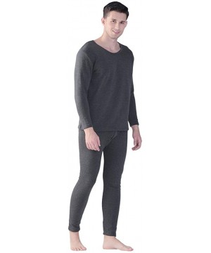 Thermal Underwear Mens Long Johns Thermal Set Plus Size Thermal Underwear - Grey - CO18Z274MMI