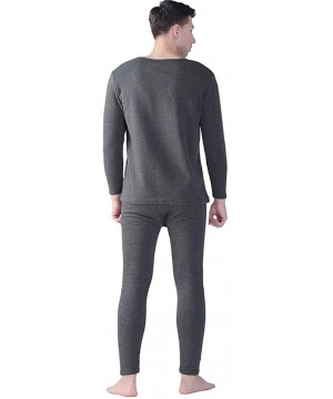 Thermal Underwear Mens Long Johns Thermal Set Plus Size Thermal Underwear - Grey - CO18Z274MMI