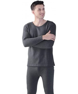 Thermal Underwear Mens Long Johns Thermal Set Plus Size Thermal Underwear - Grey - CO18Z274MMI