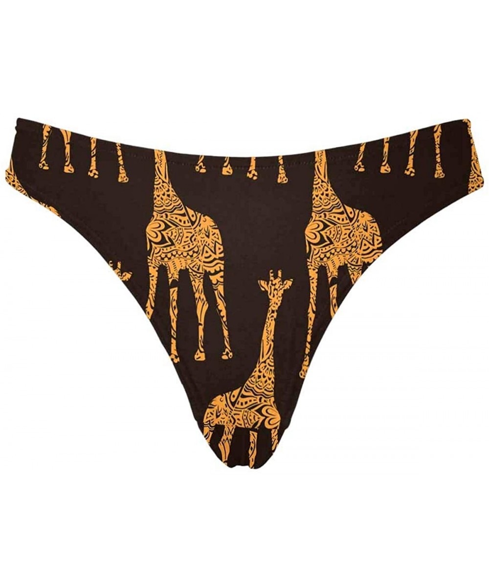 Panties Women's Cartoon Giraffe T-Back Thongs Low Waist Panty Underwear(XS-3XL) - Style 1 - CM18Q82IY89