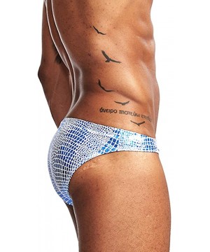 Bikinis Men Sexy Animal Print Underwear Briefs Cool Liquid Metallic Thong Bikini - Blue1 - C218X7ECZW6