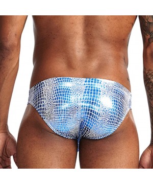 Bikinis Men Sexy Animal Print Underwear Briefs Cool Liquid Metallic Thong Bikini - Blue1 - C218X7ECZW6