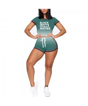 Sets Short Sets Women 2 Piece Outfits - Sexy Tracksuit Crop Top Letter Print Athletic Shorts Jogger Sportswear Set Activewear...