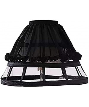 Slips Womens Cage Hoop Skirt Petticoat Underskirt Lolita Dress Pannier Chiffon Bustle Cage Crinoline - 3 Hoop - Black - C118T...