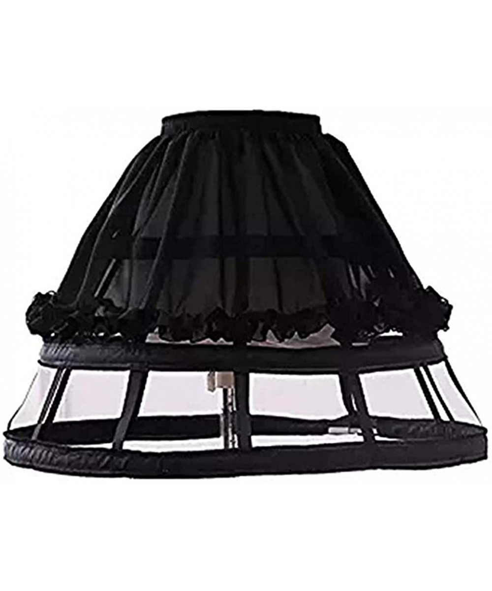 Slips Womens Cage Hoop Skirt Petticoat Underskirt Lolita Dress Pannier Chiffon Bustle Cage Crinoline - 3 Hoop - Black - C118T...