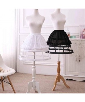 Slips Womens Cage Hoop Skirt Petticoat Underskirt Lolita Dress Pannier Chiffon Bustle Cage Crinoline - 3 Hoop - Black - C118T...