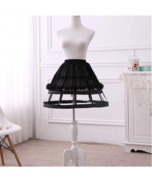 Slips Womens Cage Hoop Skirt Petticoat Underskirt Lolita Dress Pannier Chiffon Bustle Cage Crinoline - 3 Hoop - Black - C118T...