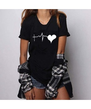 Shapewear T Shirts for Women-Women Girls Plus Size Print Tees Shirt Short Sleeve T Shirt Blouse - Z-black - CZ18U46WODI