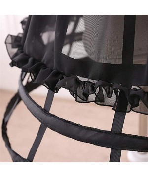 Slips Womens Cage Hoop Skirt Petticoat Underskirt Lolita Dress Pannier Chiffon Bustle Cage Crinoline - 3 Hoop - Black - C118T...