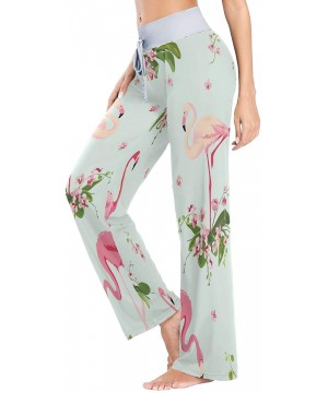 Bottoms Flamingos Bird Leaves Women's Pajama Pants Comfy Drawstring Lounge Pants Sleepwear - CG19DSUWYR8