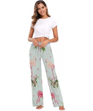 Bottoms Flamingos Bird Leaves Women's Pajama Pants Comfy Drawstring Lounge Pants Sleepwear - CG19DSUWYR8