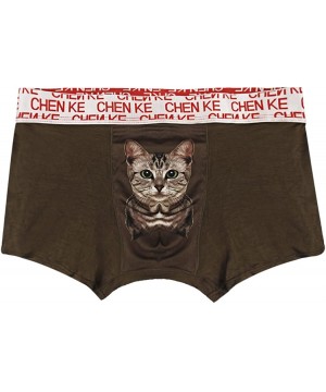 Boxer Briefs Men's Boxer Briefs Cute Cat Print Underwear Modal Briefs Warmth Environmental - Coffee - C518DLYN5AG