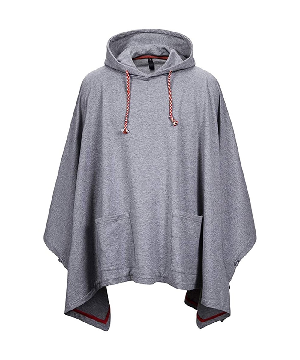 Thermal Underwear Mens Cape Coat Bat Sleeves Cloak Pocket Irregular Solid Casual Pullover Hoodies - B-gray - CT1934I0H8L