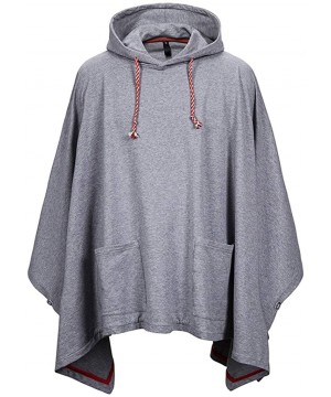 Thermal Underwear Mens Cape Coat Bat Sleeves Cloak Pocket Irregular Solid Casual Pullover Hoodies - B-gray - CT1934I0H8L