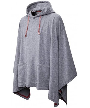 Thermal Underwear Mens Cape Coat Bat Sleeves Cloak Pocket Irregular Solid Casual Pullover Hoodies - B-gray - CT1934I0H8L