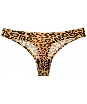 Panties G-String Thongs Panties Cotton Sexy T-Back Underwear Women Solid Bikini Lingerie - Yellow Leopard Print - CL19C72XL9H