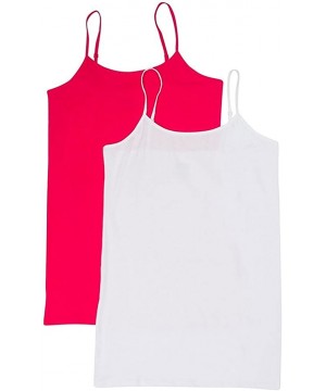 Camisoles & Tanks Women's & Juniors Camisole Built in Shelf Bra Adjustable Spaghetti Strap Long Tank Top - 2 Pack - 2 Pack - ...