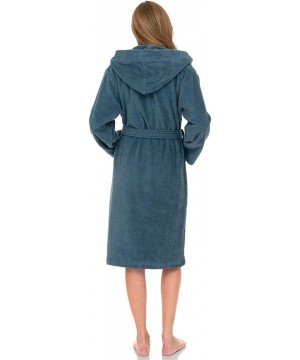 Robes Women's Hooded Robe- Turkish Cotton Terry Cloth Bathrobe - Blue Heaven - CN190NIW748