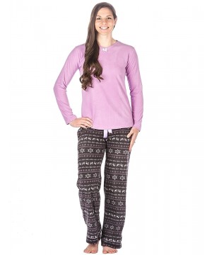 Sets Fleece Pajamas for Women- 2Pc Womens Pajama Sets- Soft Winter Pajamas for Women - Nordic - Dark Gray - CT11U56GVJF