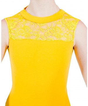 Shapewear Women Ballet Dance Leotard Lace Turtle Neck Sleeveless - Yellow - CF182IG2WKI