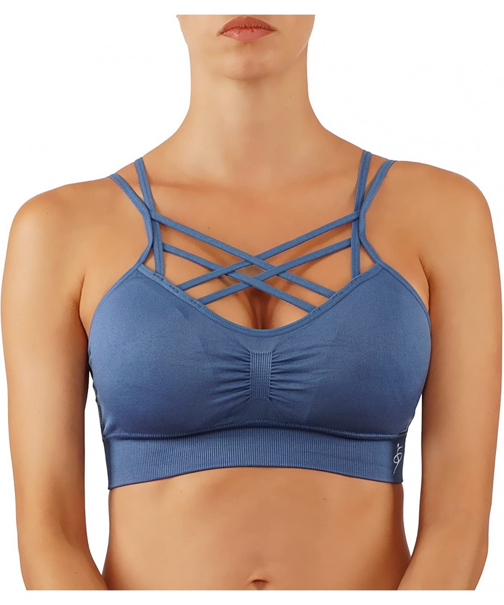 Bras Women's Yoga Bra with Criss Cross Adjustable Straps Medium Support Workout Top Sports and Fashion 2 in 1. - Bsb45-denim ...