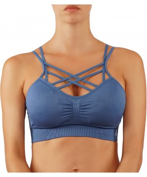 Bras Women's Yoga Bra with Criss Cross Adjustable Straps Medium Support Workout Top Sports and Fashion 2 in 1. - Bsb45-denim ...