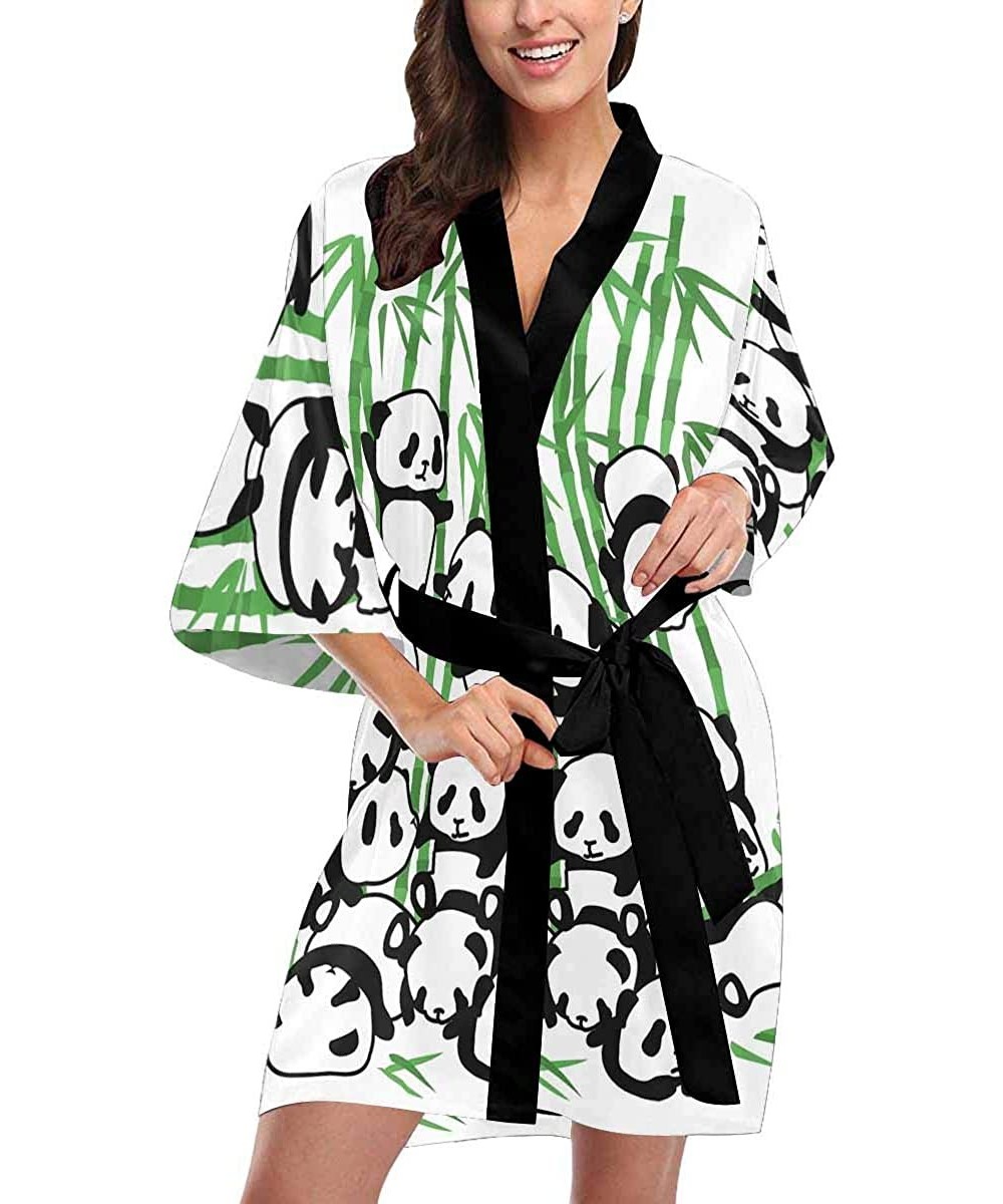 Robes Custom Panda Graphic Abstract Women Kimono Robes Beach Cover Up for Parties Wedding (XS-2XL) - Multi 2 - C6194X9H2UO