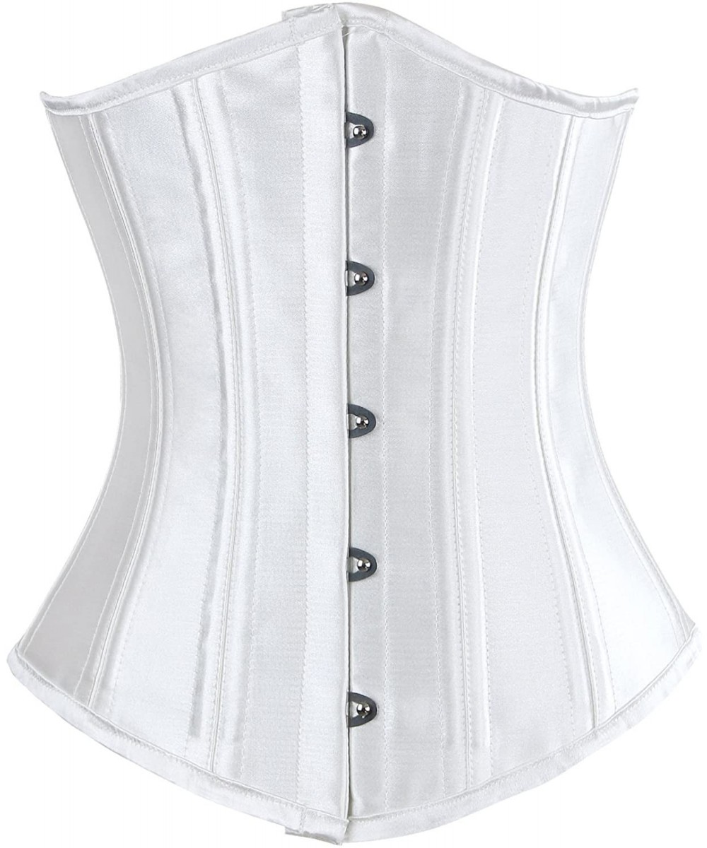 Bustiers & Corsets Women's Double Heavy Spiral Steel Boned Underbust Waist Cincher Corset - Off-white - C111NIUU871