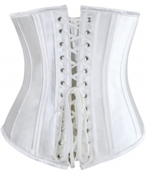 Bustiers & Corsets Women's Double Heavy Spiral Steel Boned Underbust Waist Cincher Corset - Off-white - C111NIUU871