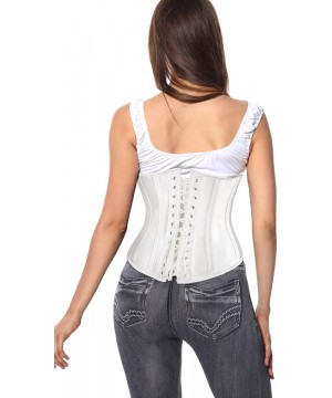 Bustiers & Corsets Women's Double Heavy Spiral Steel Boned Underbust Waist Cincher Corset - Off-white - C111NIUU871