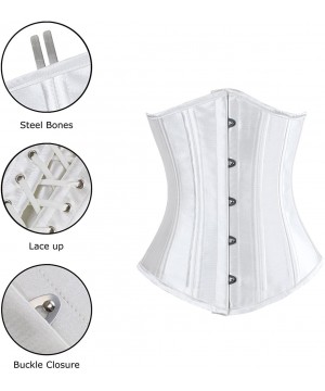 Bustiers & Corsets Women's Double Heavy Spiral Steel Boned Underbust Waist Cincher Corset - Off-white - C111NIUU871