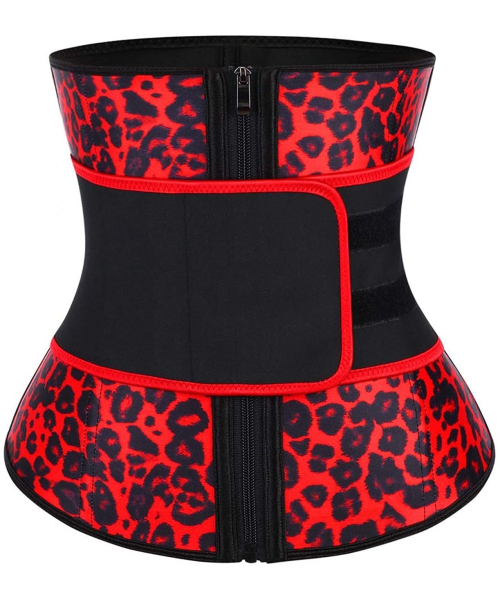 Shapewear Women Neoprene Sweat Waist Trainer Corset Trimmer Belt Waist Cincher Body Shaper Slimming - Red-latex - C319DC4N583