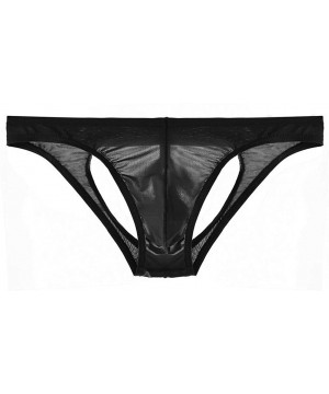 Briefs Mens Ice Silk Thongs Lingerie Breathable Briefs Sexy Underwear See-Through Hot Underpants Gift for Boyfriend - Black -...