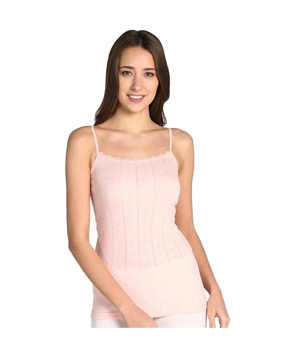 Camisoles & Tanks Camisole for Women- 100% Cotton- Airy Soft Comfy Cami Tank Tops Lace Undershirt - Pink - CV18SSD4MY7