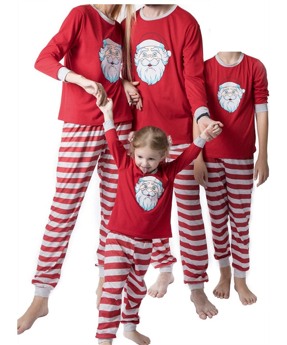 Sleep Sets Christmas Family Matching Pajamas Set Print Parent-Child Loungewear Xmas Gift - Red Stripe - CX18AW8ML8K