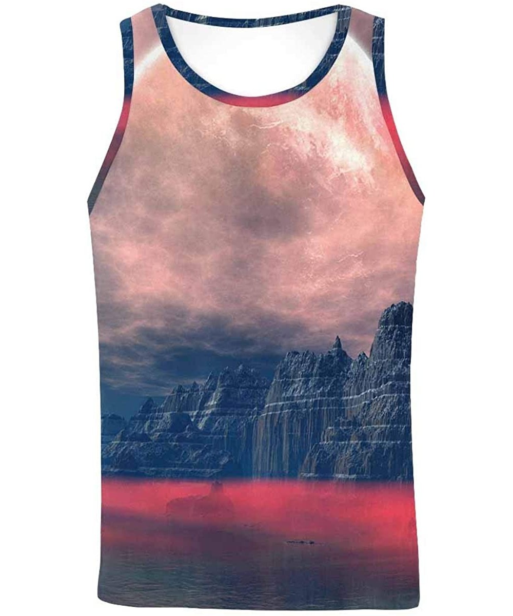 Undershirts Men's Muscle Gym Workout Training Sleeveless Tank Top African Lion in The Desert - Multi6 - CZ19D0INLI6