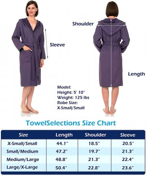 Robes Women's Robe- Cotton Lined Hooded Terry Bathrobe - Aquamarine - C21884SCMAR