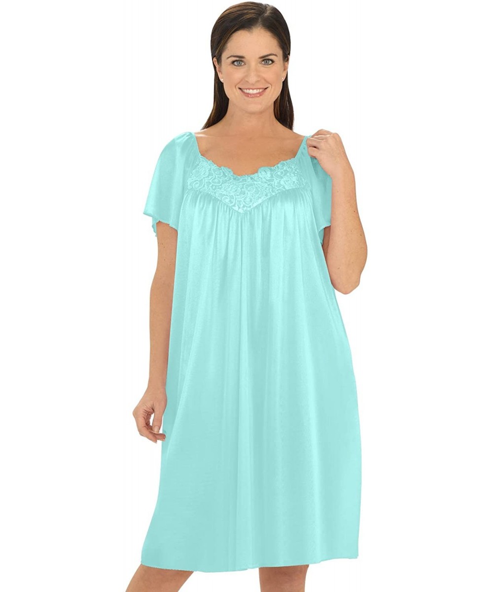 Nightgowns & Sleepshirts V-Neck Lace Tricot Gown - Mint - CL12M8FN2ND